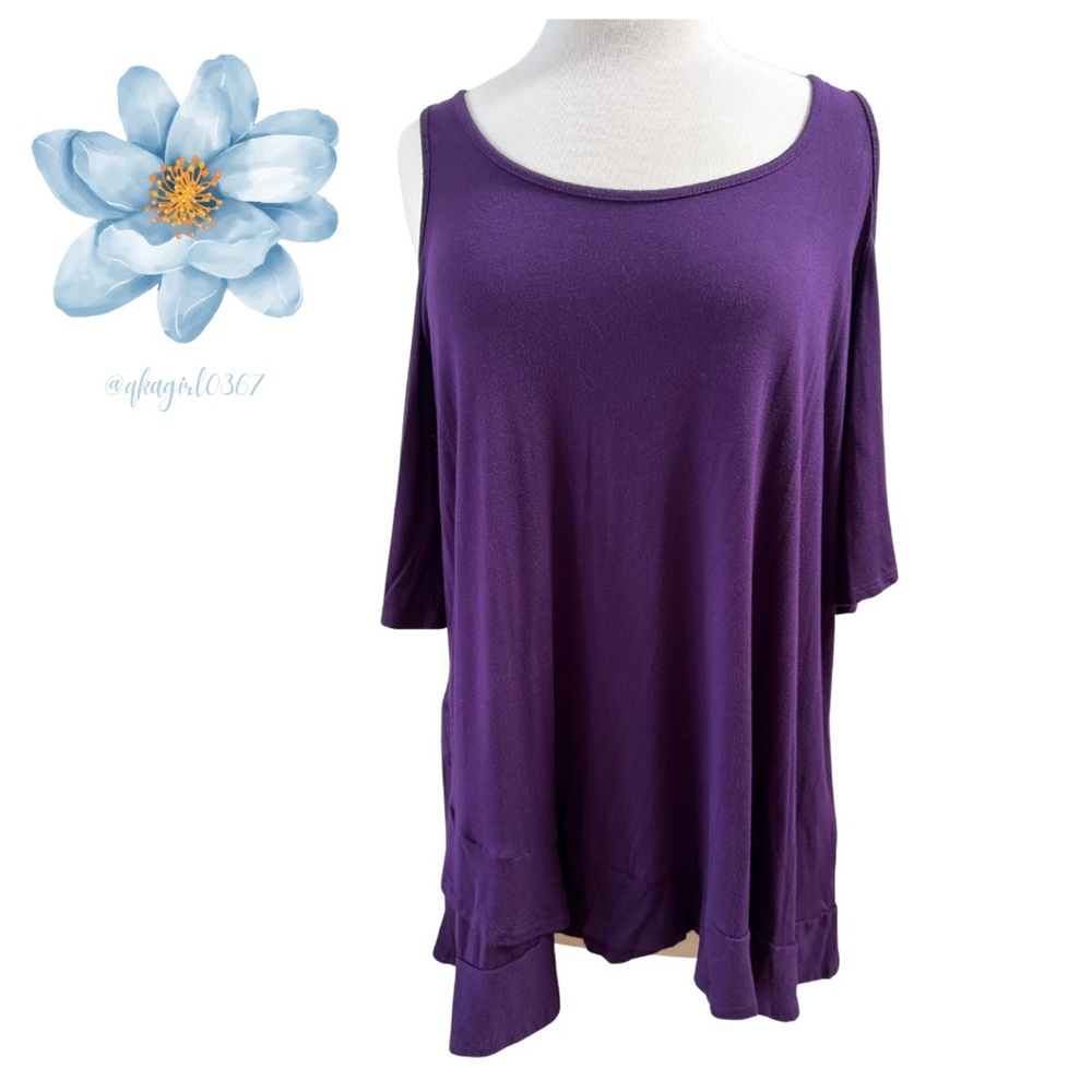 Torrid Super Soft Knit Elegant Purple Cold Shoulder Top